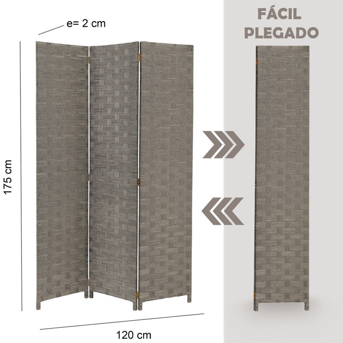 Biombo plegable laminado gris