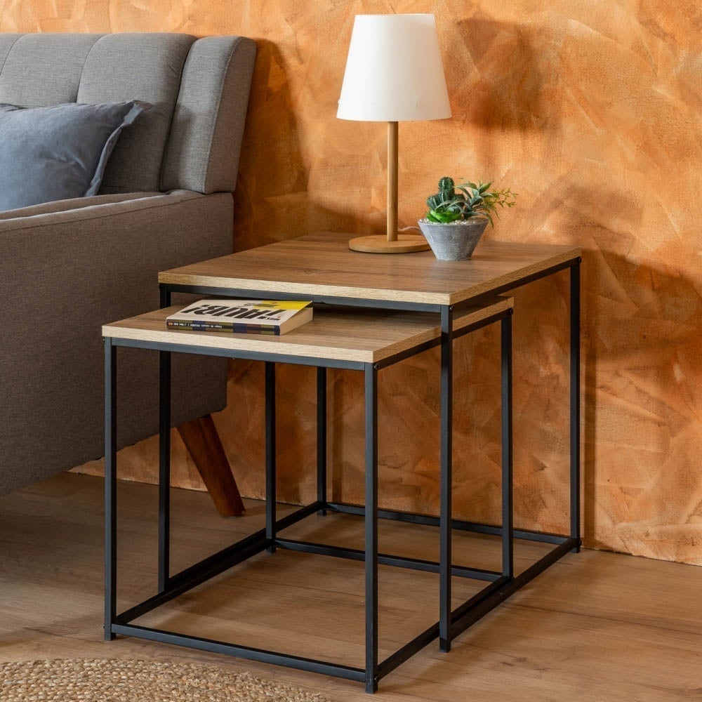 Set de 2 Mesa auxiliares auxiliares nido Urban negra