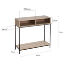 Consola auxiliar negra de madera y metal de 75x80x30 cm
