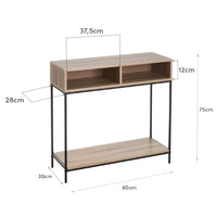 Consola auxiliar negra de madera y metal de 75x80x30 cm