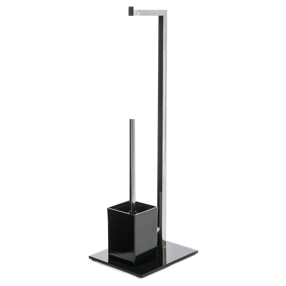 Portarrollos con escobilla negro de metal de 22x18x71 cm