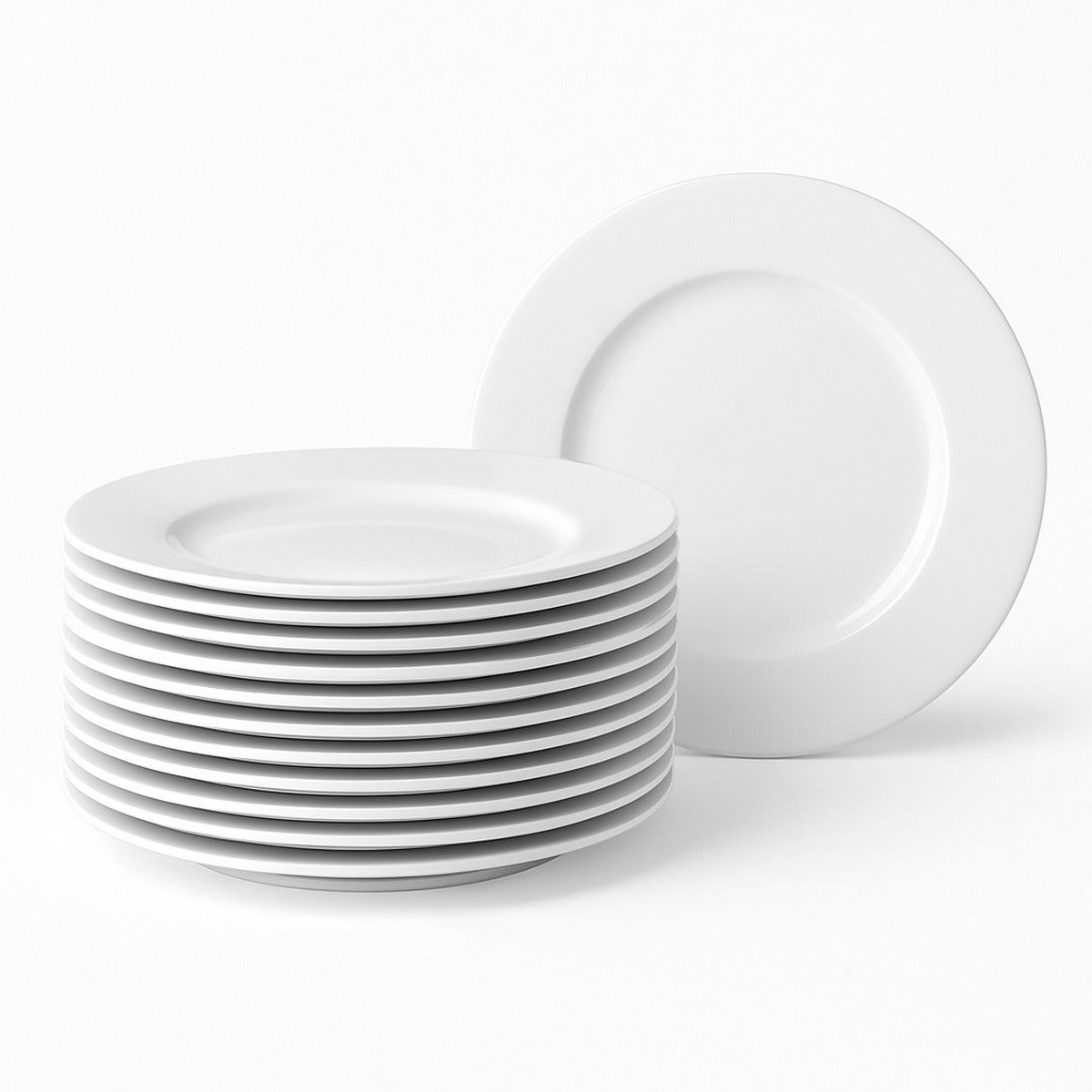 Set de 12 platos llanos blancos de porcelana de Ø 27 cm