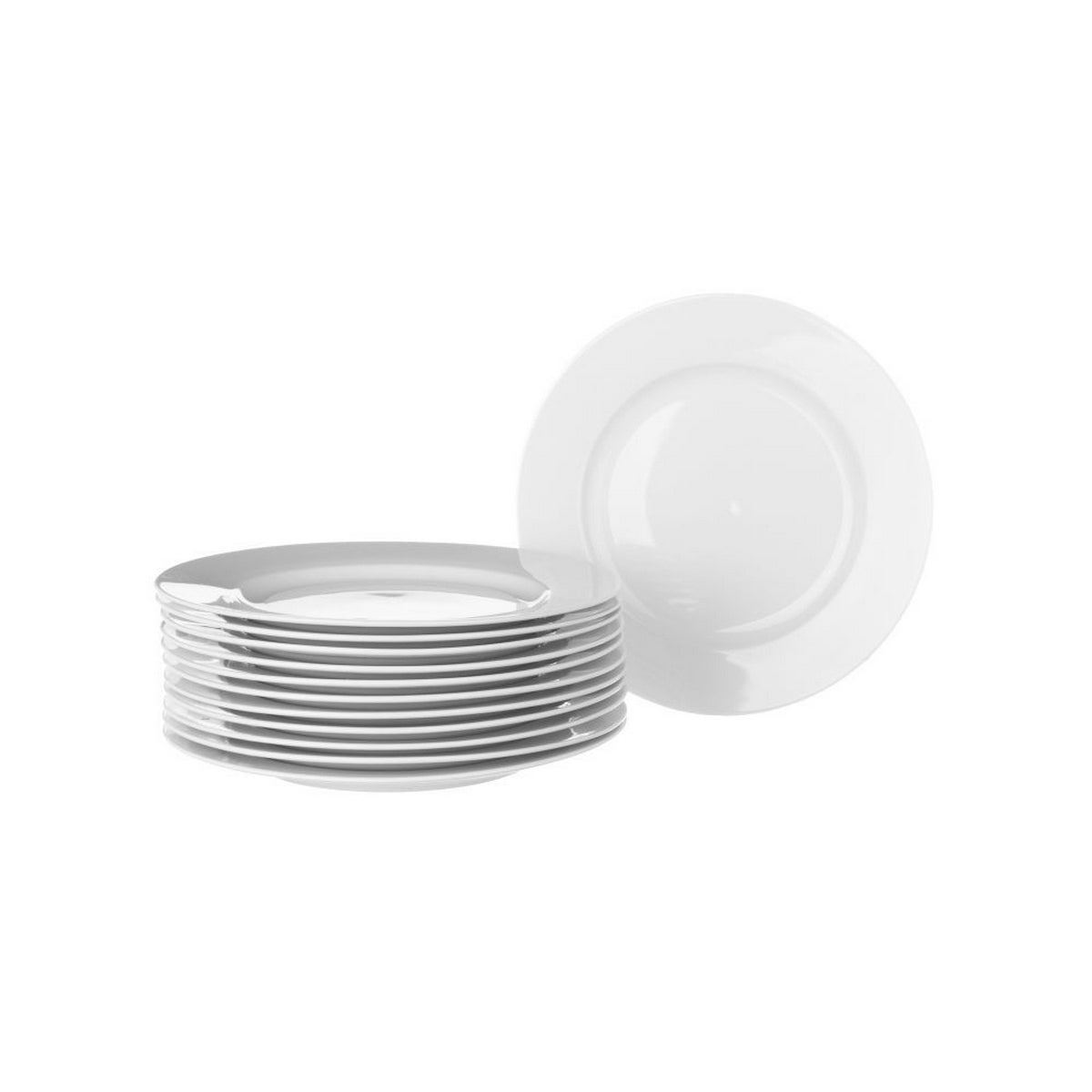 Set de 12 platos postre redondos blancos de porcelana de Ø 19 cm
