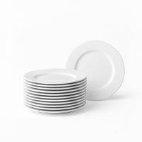 Set de 12 platos postre blancos de porcelana de Ø 19 cm