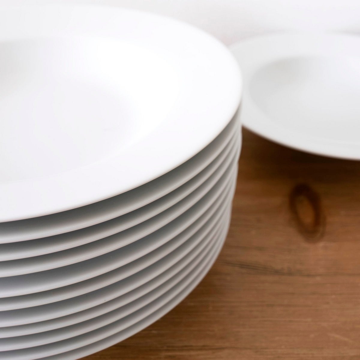 Set de 12 platos hondos blancos de porcelana de Ø 21 cm