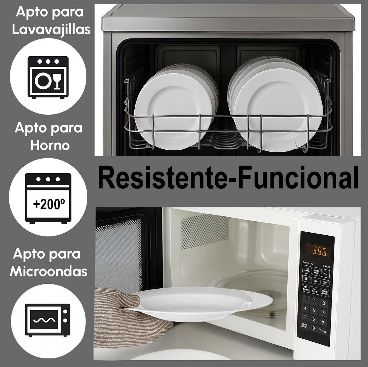 Set de 12 platos hondos blancos de porcelana de Ø 21 cm