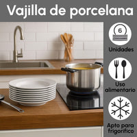 Set de 12 platos hondos blancos de porcelana de Ø 21 cm