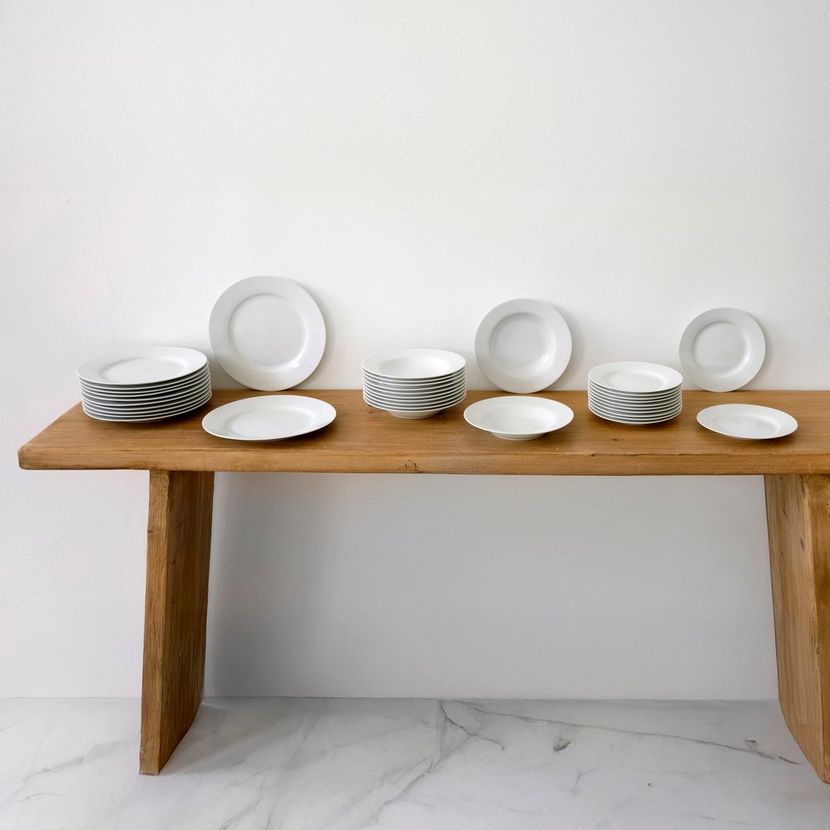 Set de 12 platos hondos blancos de porcelana de Ø 21 cm