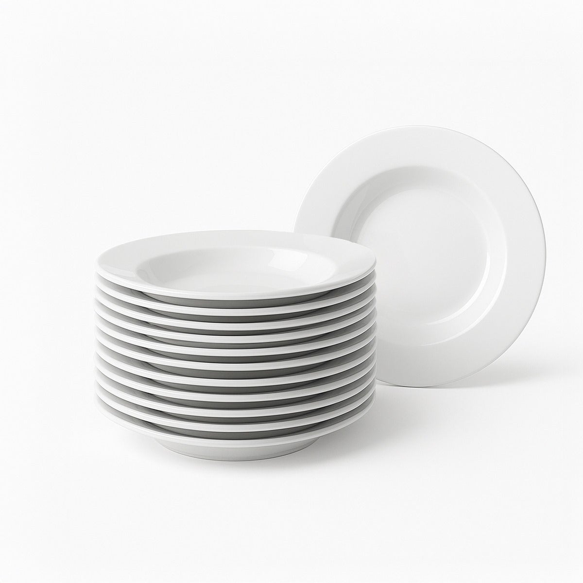 Set de 12 platos hondos blancos de porcelana de Ø 21 cm