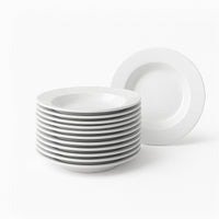 Set de 12 platos hondos blancos de porcelana de Ø 21 cm