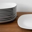 Set de 12 platos llanos cuadrados blancos de porcelana de Ø 27 cm