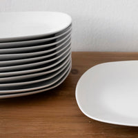 Set de 12 platos llanos cuadrados blancos de porcelana de Ø 27 cm