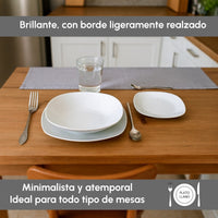Set de 12 platos llanos cuadrados blancos de porcelana de Ø 27 cm