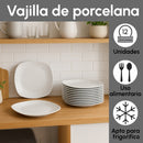 Set de 12 platos llanos cuadrados blancos de porcelana de Ø 27 cm