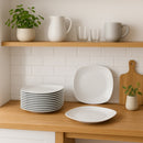 Set de 12 platos llanos cuadrados blancos de porcelana de Ø 27 cm