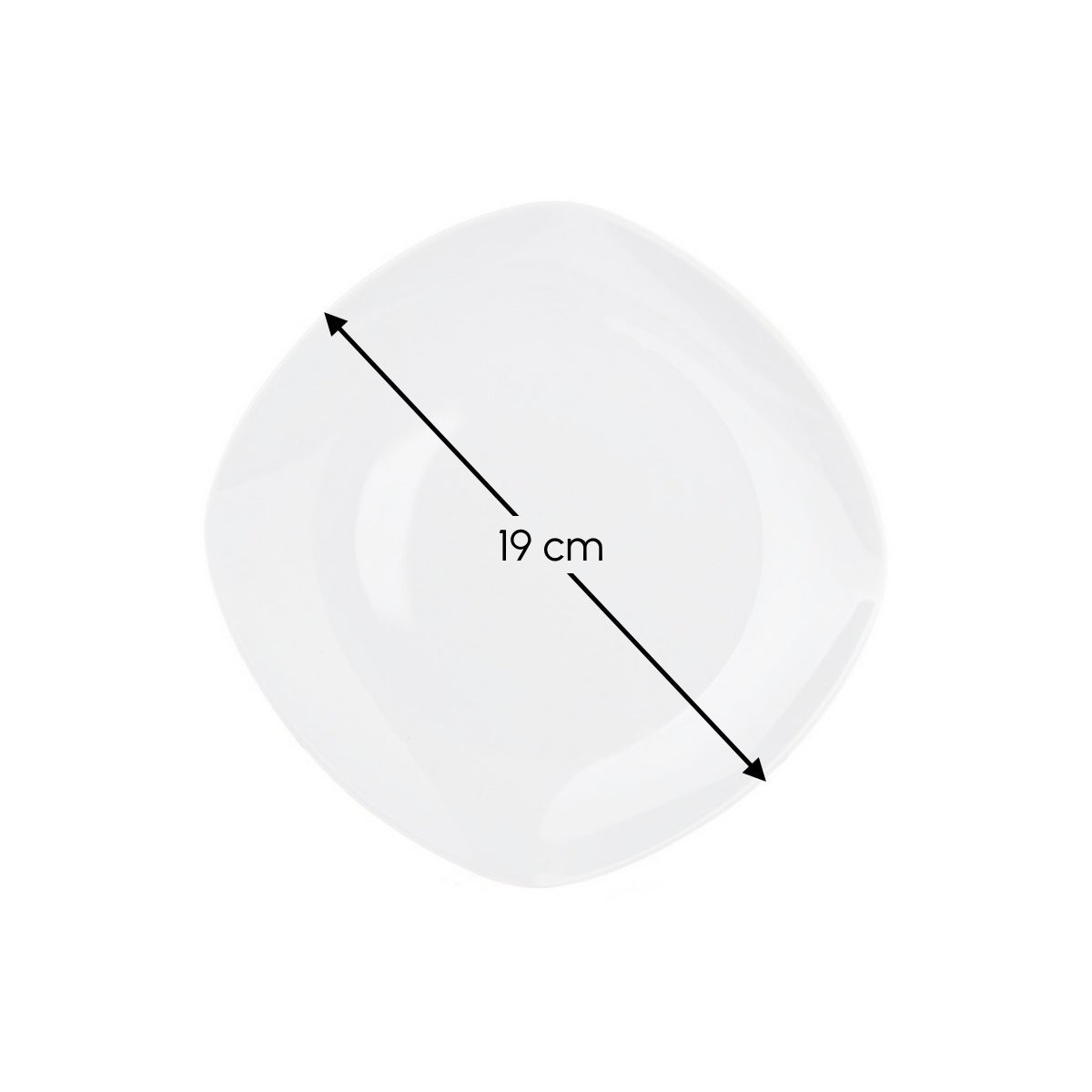 Set de 12 platos postre cuadrados blancos de porcelana de Ø 21 cm