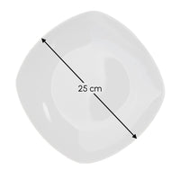 Set de 12 platos hondos cuadrados blancos de porcelana de Ø 23 cm
