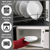 Set de 12 platos hondos cuadrados blancos de porcelana de Ø 23 cm