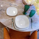 Set de 12 platos hondos cuadrados blancos de porcelana de Ø 23 cm