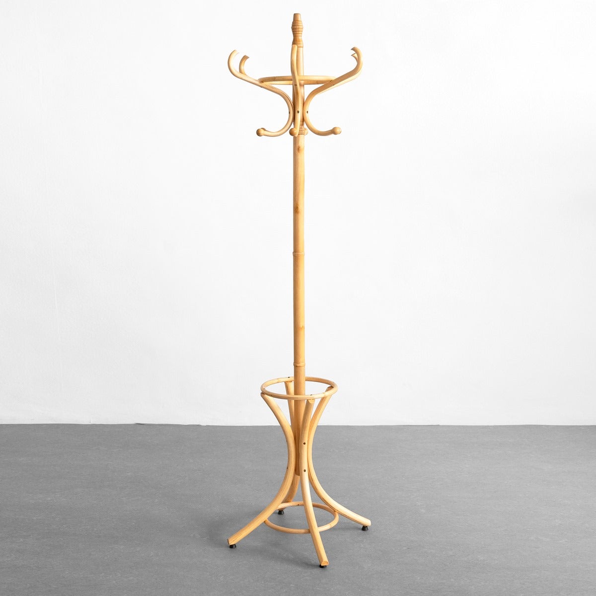 Perchero de pie de madera natural