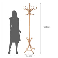 Perchero de pie de madera natural