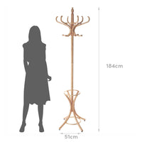 Perchero de pie de madera natural