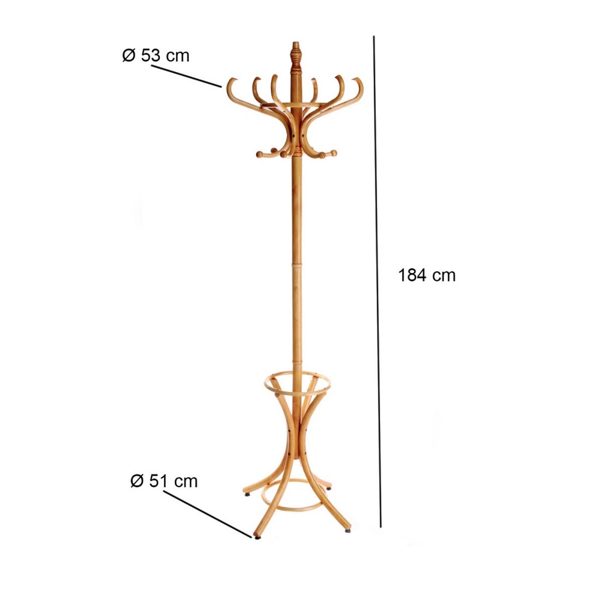 Perchero de pie de madera natural