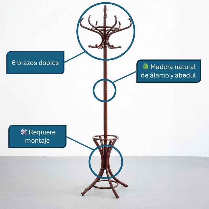 Perchero de pie marrón