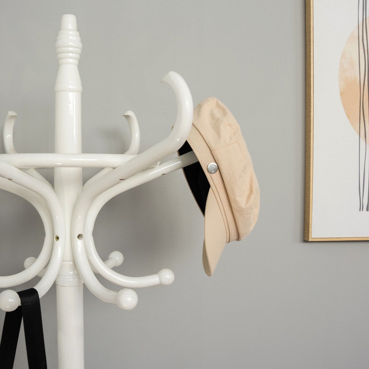 Perchero de 12 Brazos clásico Blanco de Madera de 184 cm