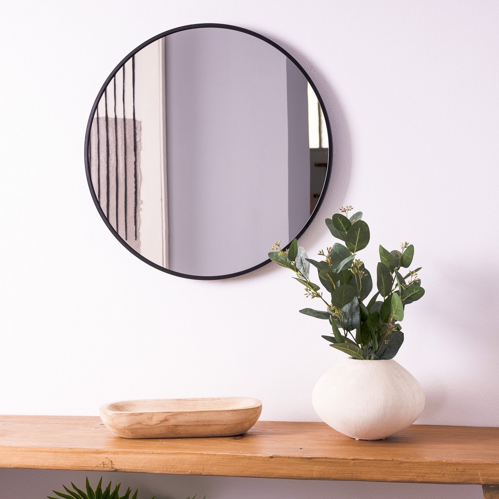 Espejo de pared redondo negro de 60 cm