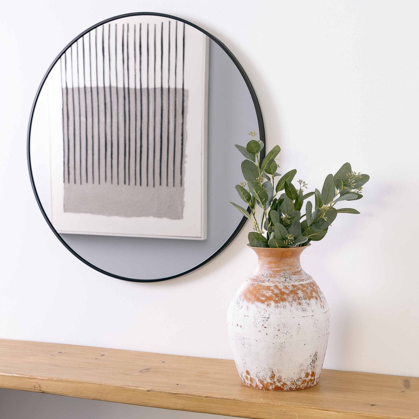 Espejo de pared redondo negro de 80 cm