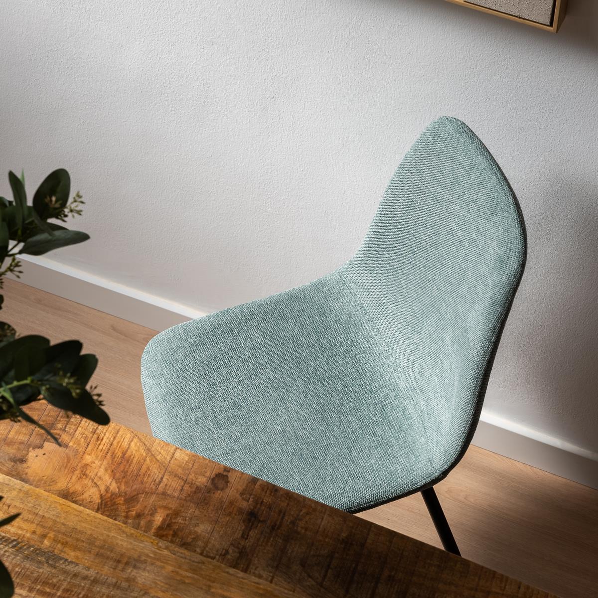 Silla de comedor Lina tapizada en lino color azul