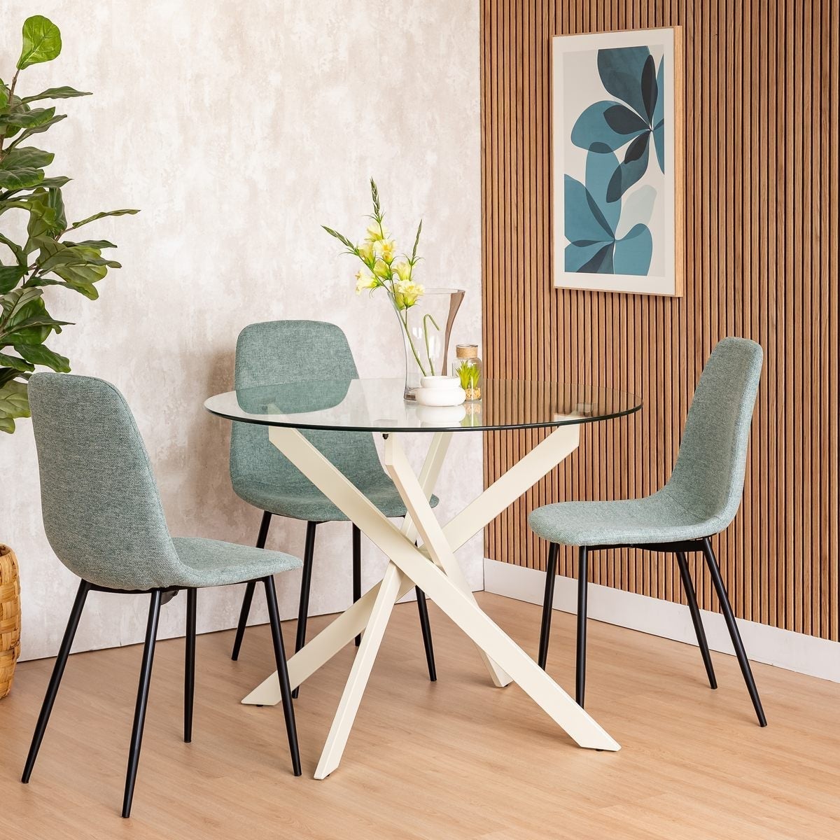 Mesa de comedor Neva beige de 100cm