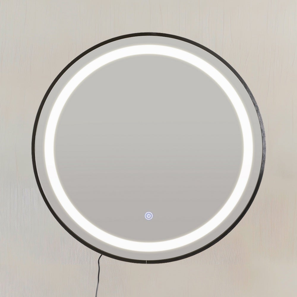 Espejo baño negro con luz led de 60 cm