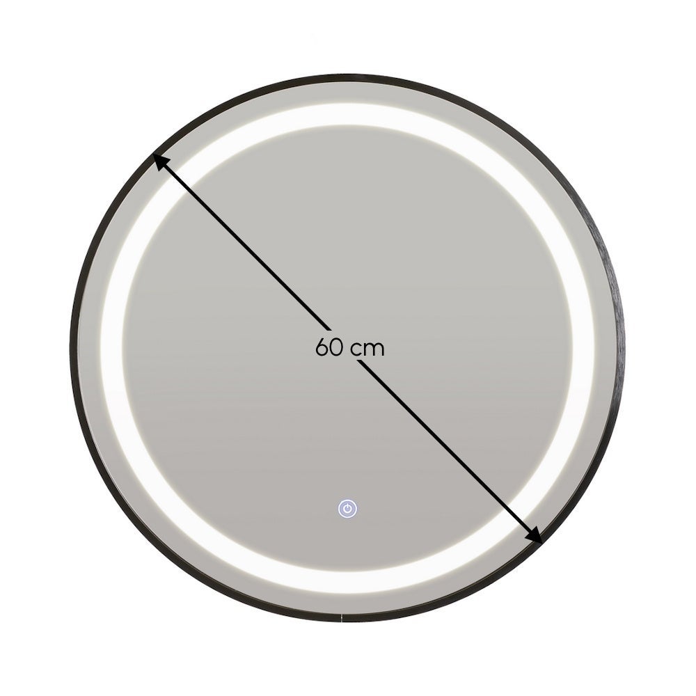 Espejo baño negro con luz led de 60 cm