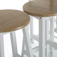 Set de mesa barra y 2 taburetes de bar blanco y natural