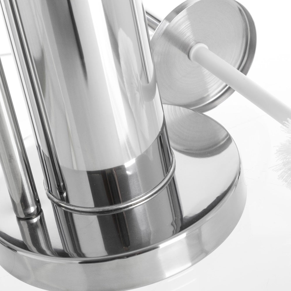 Portarrollos escobillero plateado de acero inoxidable