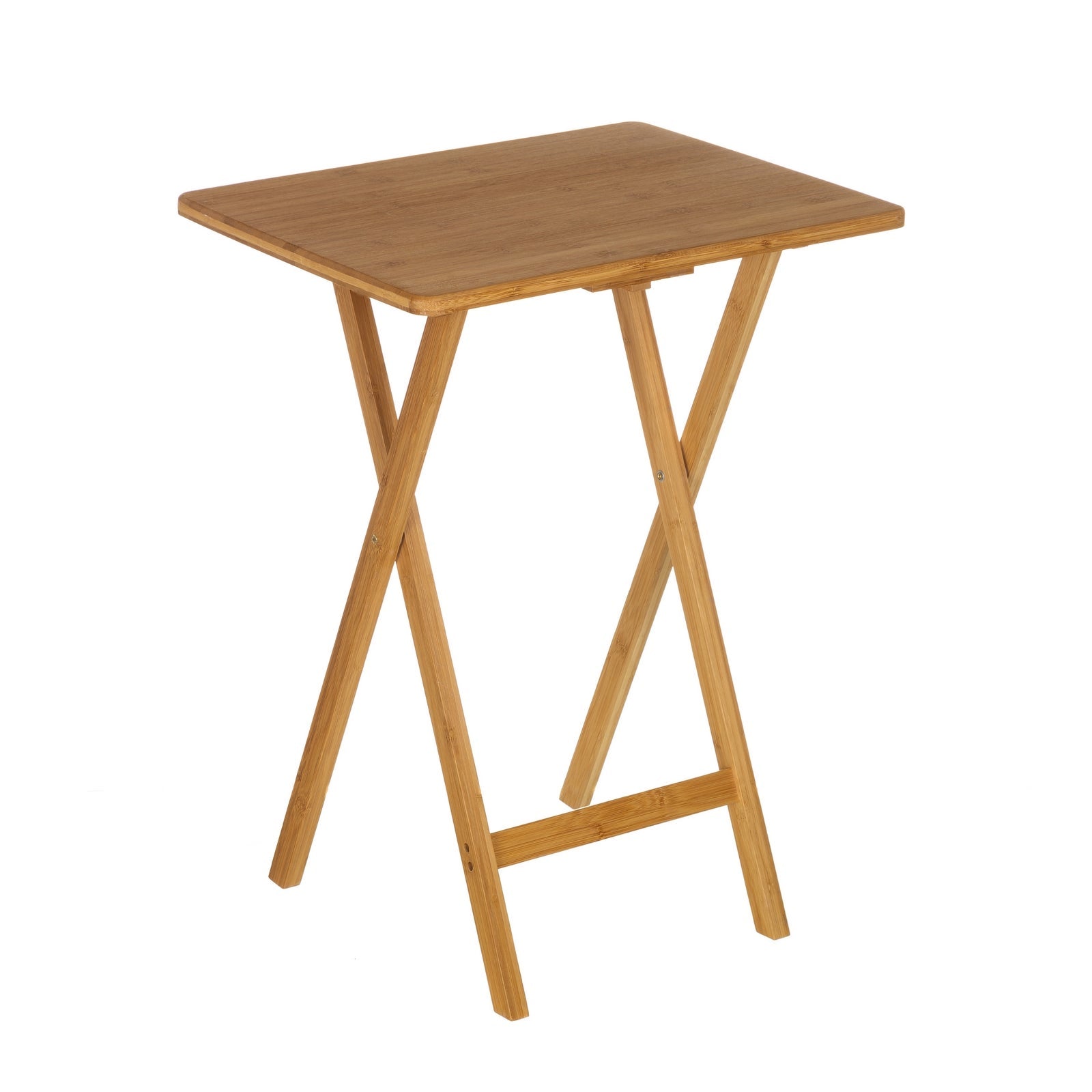 Mesa auxiliar plegable de bambú marrón de 49x37x65 cm