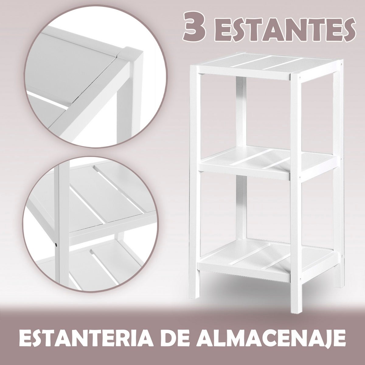 Estantería con 3 estantes laminados de 76 cm