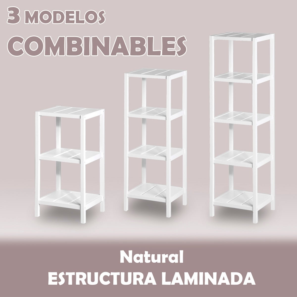 Estantería con 3 estantes laminados de 76 cm
