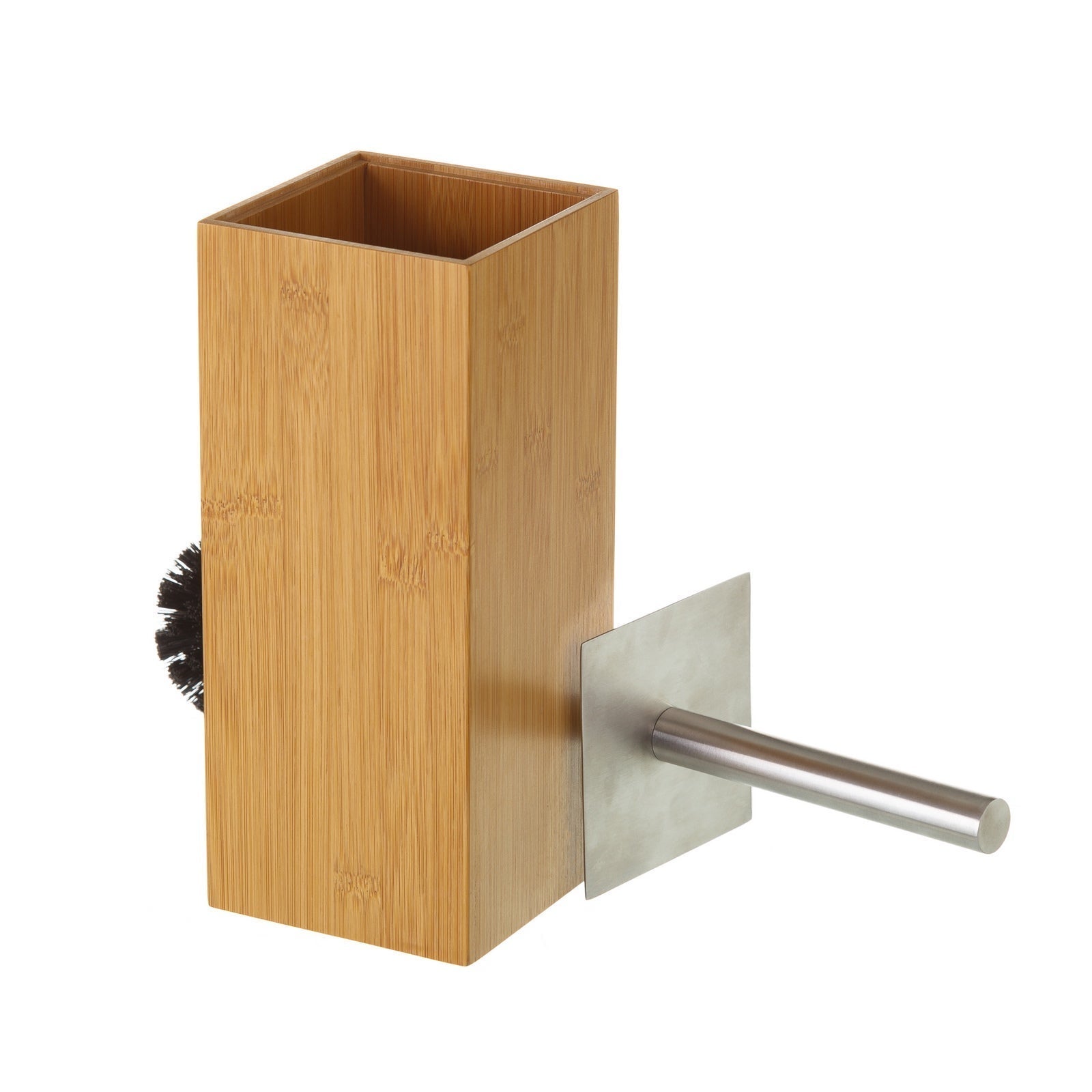 Escobilla de baño marrón de bambú de 10x10x23 cm