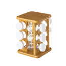 Especiero de Bambú Marrón y Blanco con 12 Botes 15x15x23 cm