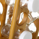 Especiero de Bambú Marrón y Blanco con 12 Botes 15x15x23 cm