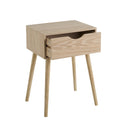 Mesita de noche de 1 cajón beige de madera MDF de 40x30x57 cm