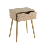 Mesita de noche de 1 cajón beige de madera MDF de 40x30x57 cm