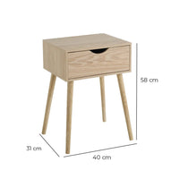 Mesita de noche de 1 cajón beige de madera MDF de 40x30x57 cm