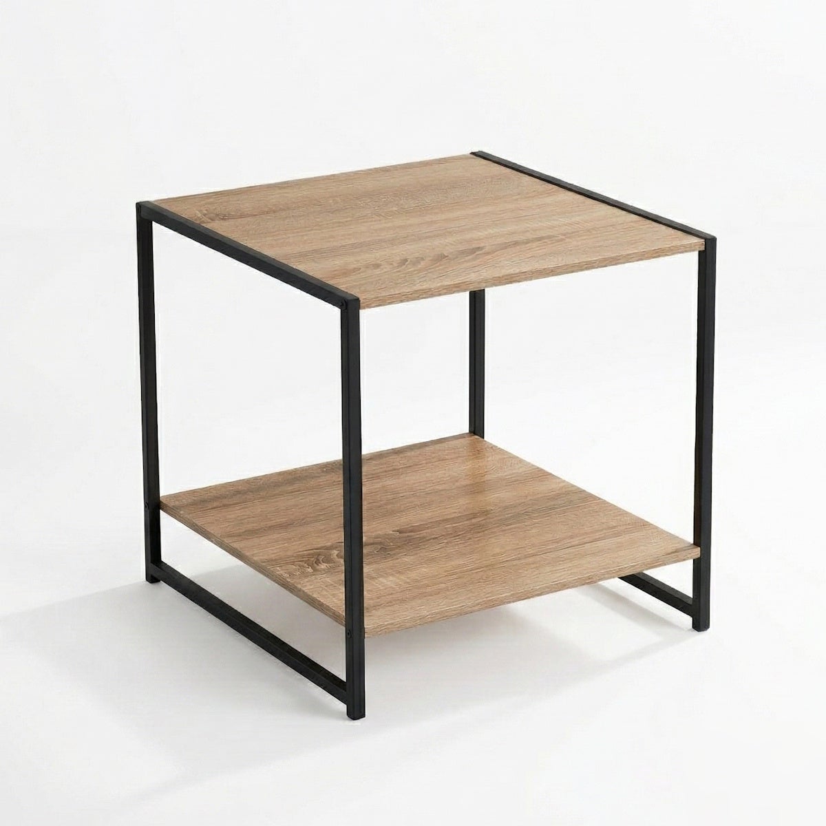 Mesa auxiliar Urban de metal negro y tablero natural 50x50x50cm