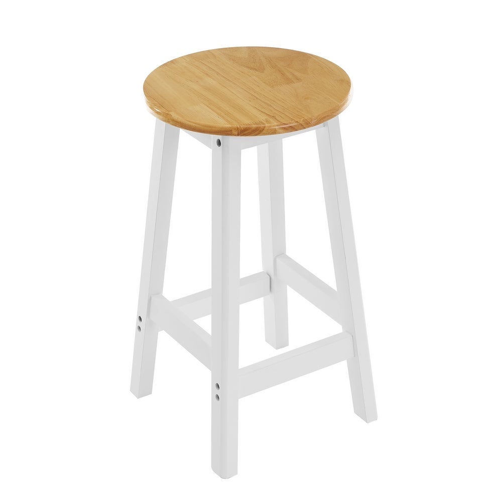 Set de mesa alta y 2 taburetes de madera blanco y natural