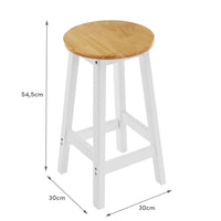 Set de mesa alta y 2 taburetes de madera blanco y natural