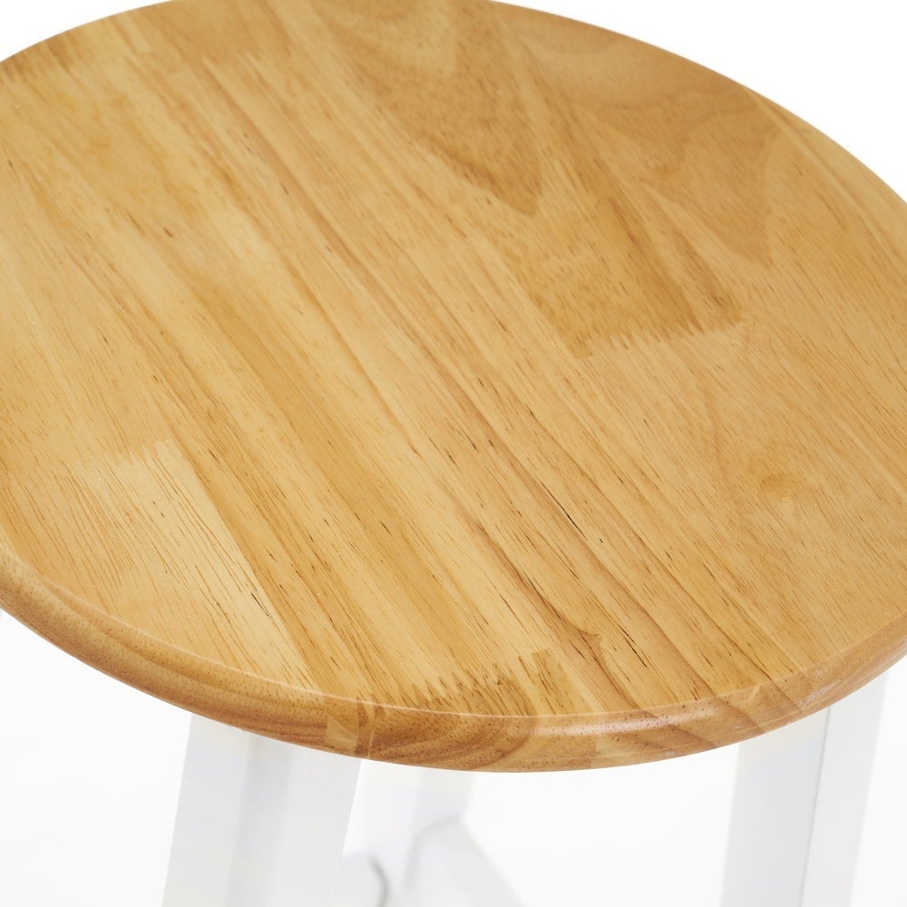 Set de mesa alta y 2 taburetes de madera blanco y natural